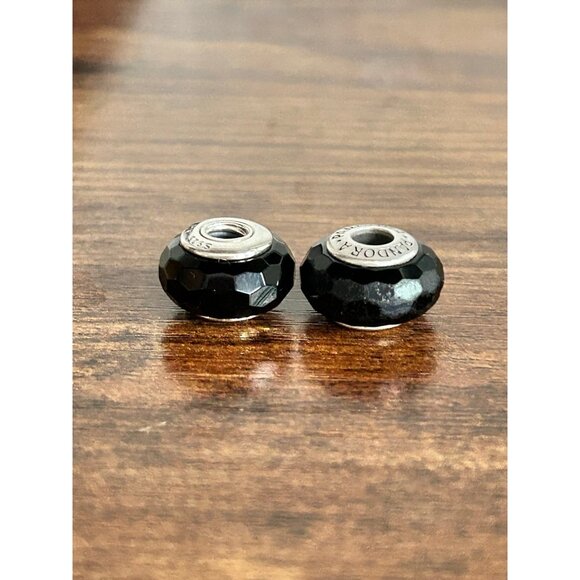 2 Pandora Black Fascinating Murano Glass Charms - Picture 4 of 4